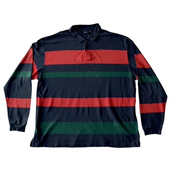 Vintage 90s Dockers Striped Polo Shirt Plus Size XXL, Long Sleeve Rugby Style - Picture 1 of 4